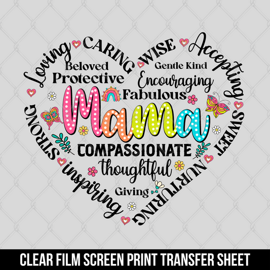 Mama Heart Screen Print Transfer