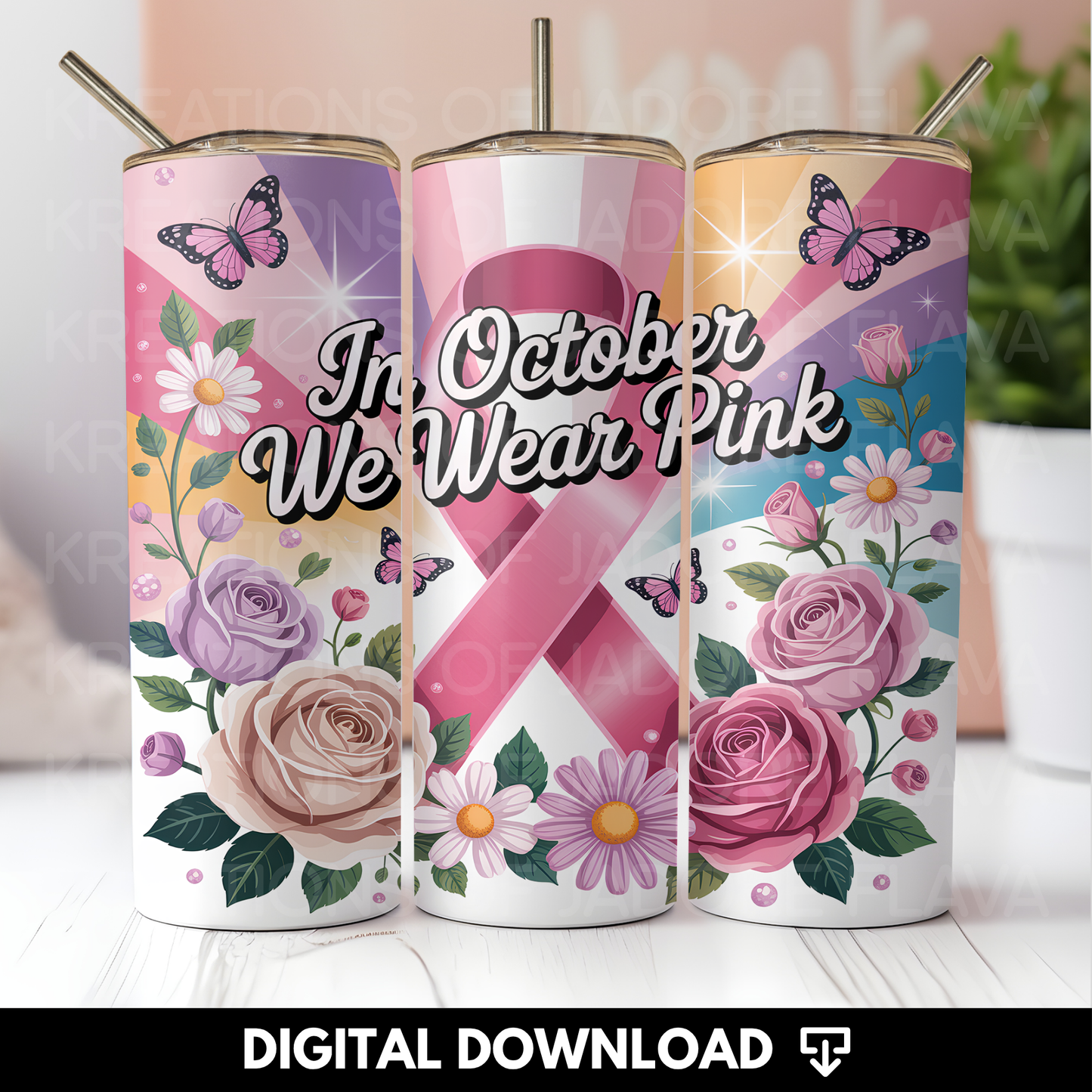 "Exclusive" In October We Wear Pink Tumbler Wrap