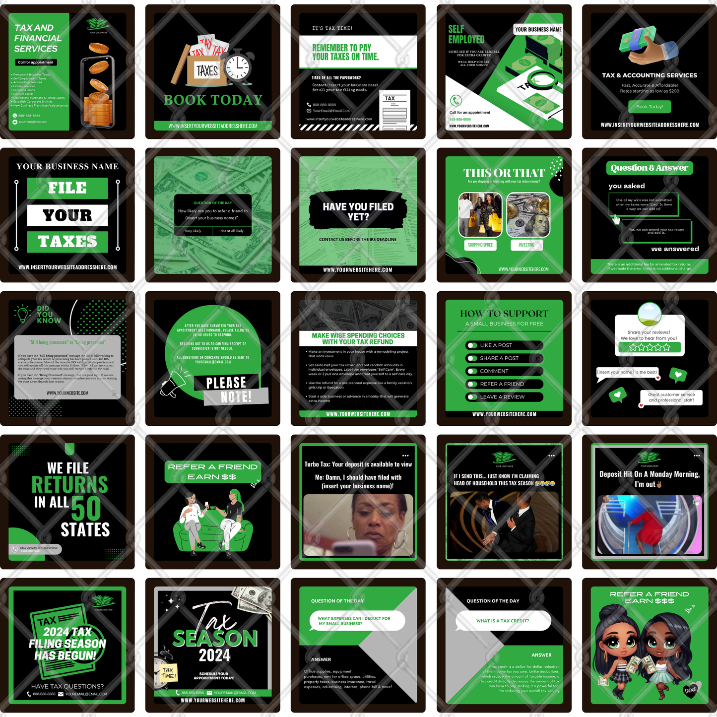 Tax Season Template Bundle 1 (Includes 75 Templates)