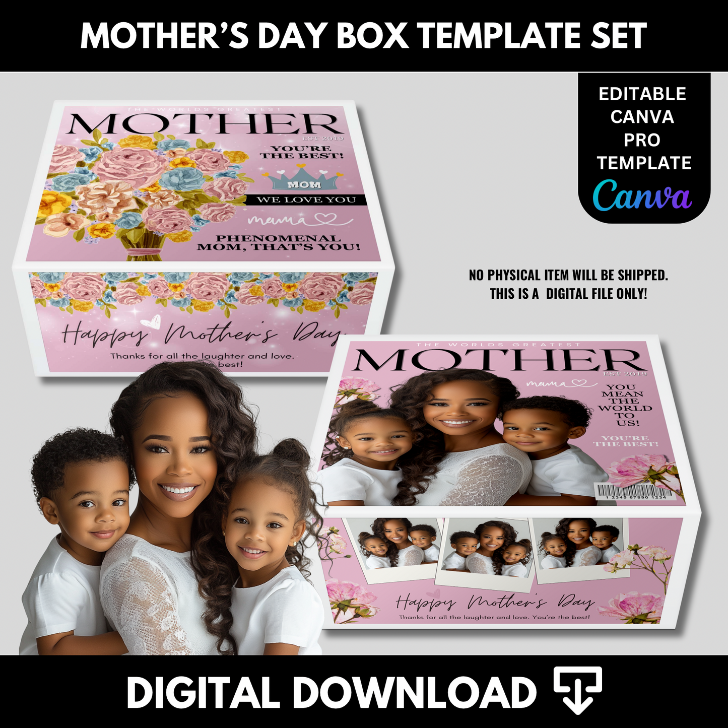 Editable Mother’s Day Gift Box Template – DIY Printable Canva Packaging Design