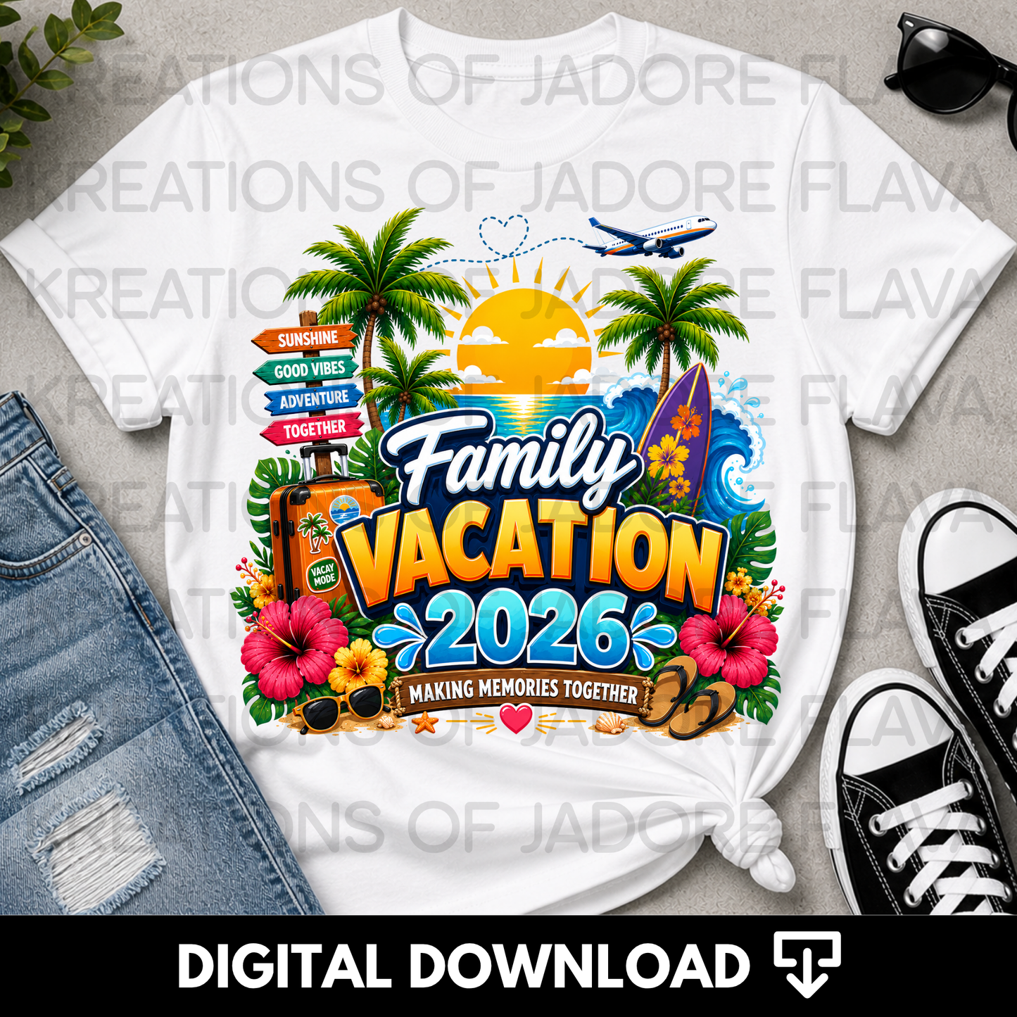 Family Vacation 2026 PNG | Matching Beach Trip Shirt Design | Summer Travel Digital Download