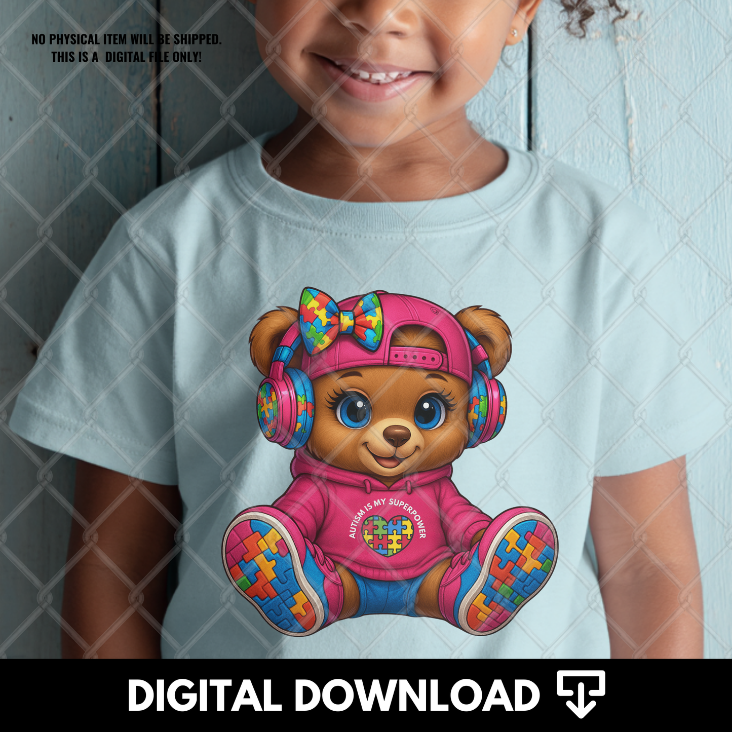 Autism Awareness Bear Family PNG Bundle