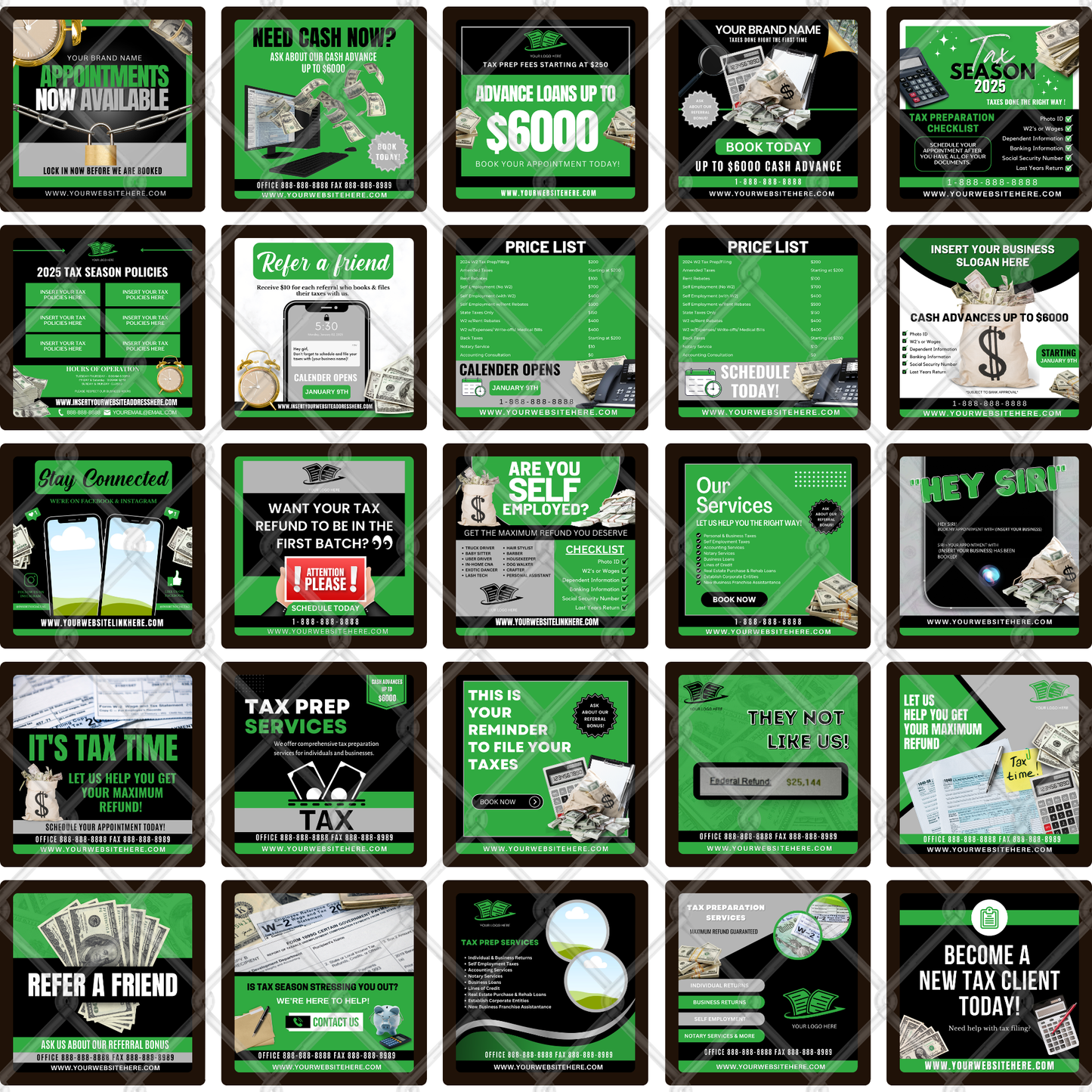 Tax Season Template Bundle 1 (Includes 75 Templates)