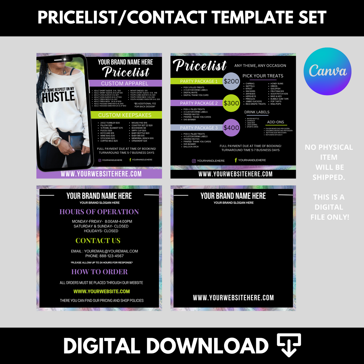 Price List/Contact Brand Template Set