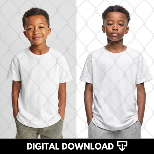 Boy White Tee Mockup Set of 2