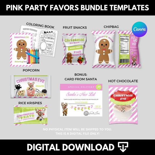 Pink Christmas Eve Box Party Favors Bundle (Copy)