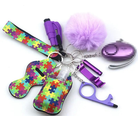 Purple Puzzle Self Defense Keychain